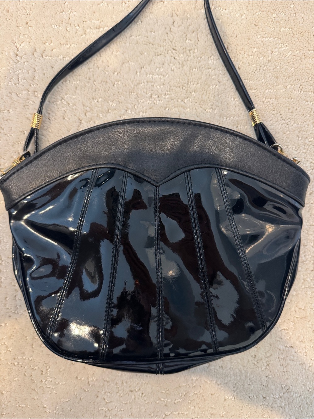 Vintage Barney’s New York Glossy Black Patent Shoulder Bag